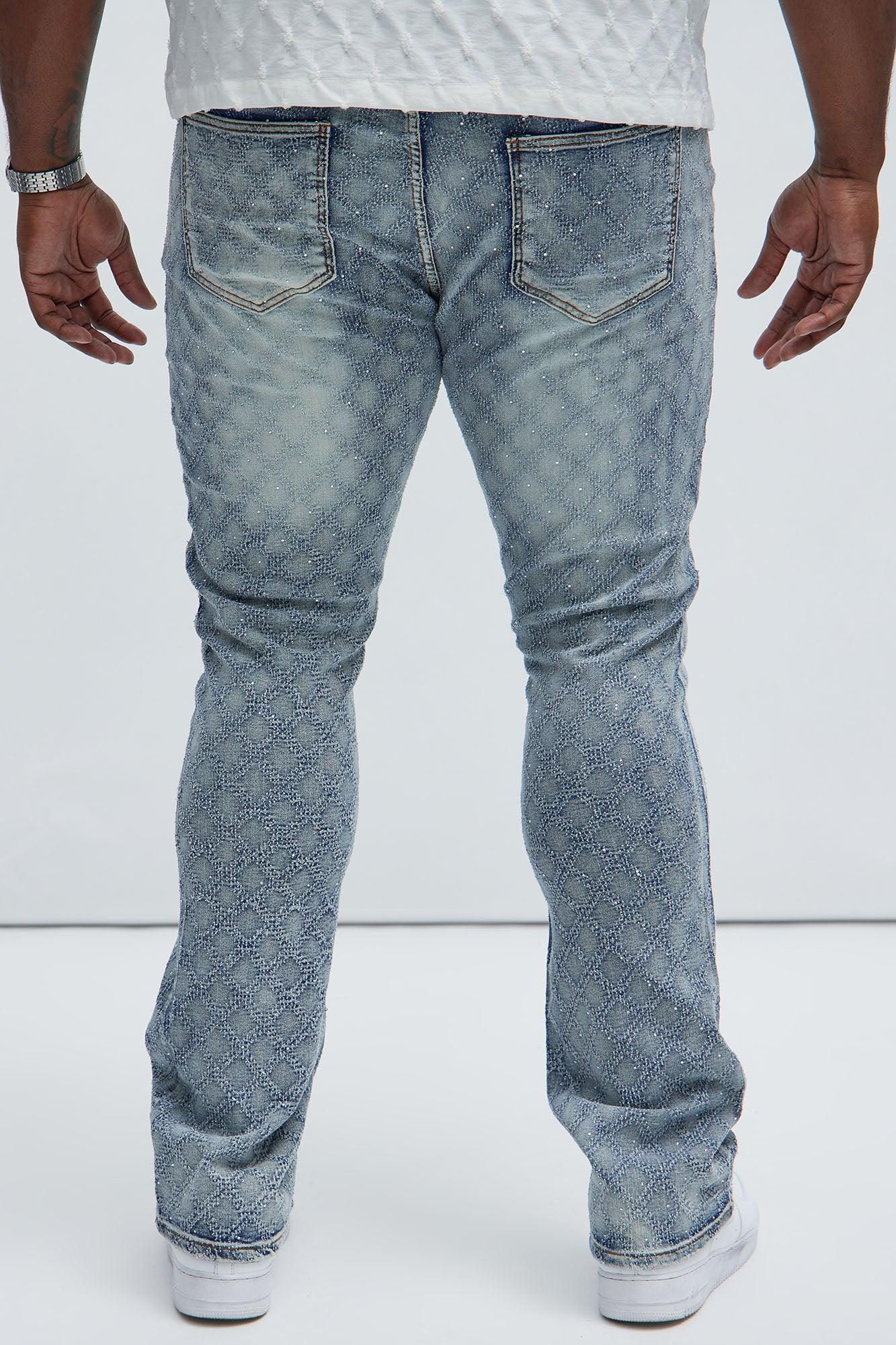 I Be Jeweled Stacked Skinny Flare Jeans - Light Blue Product Image