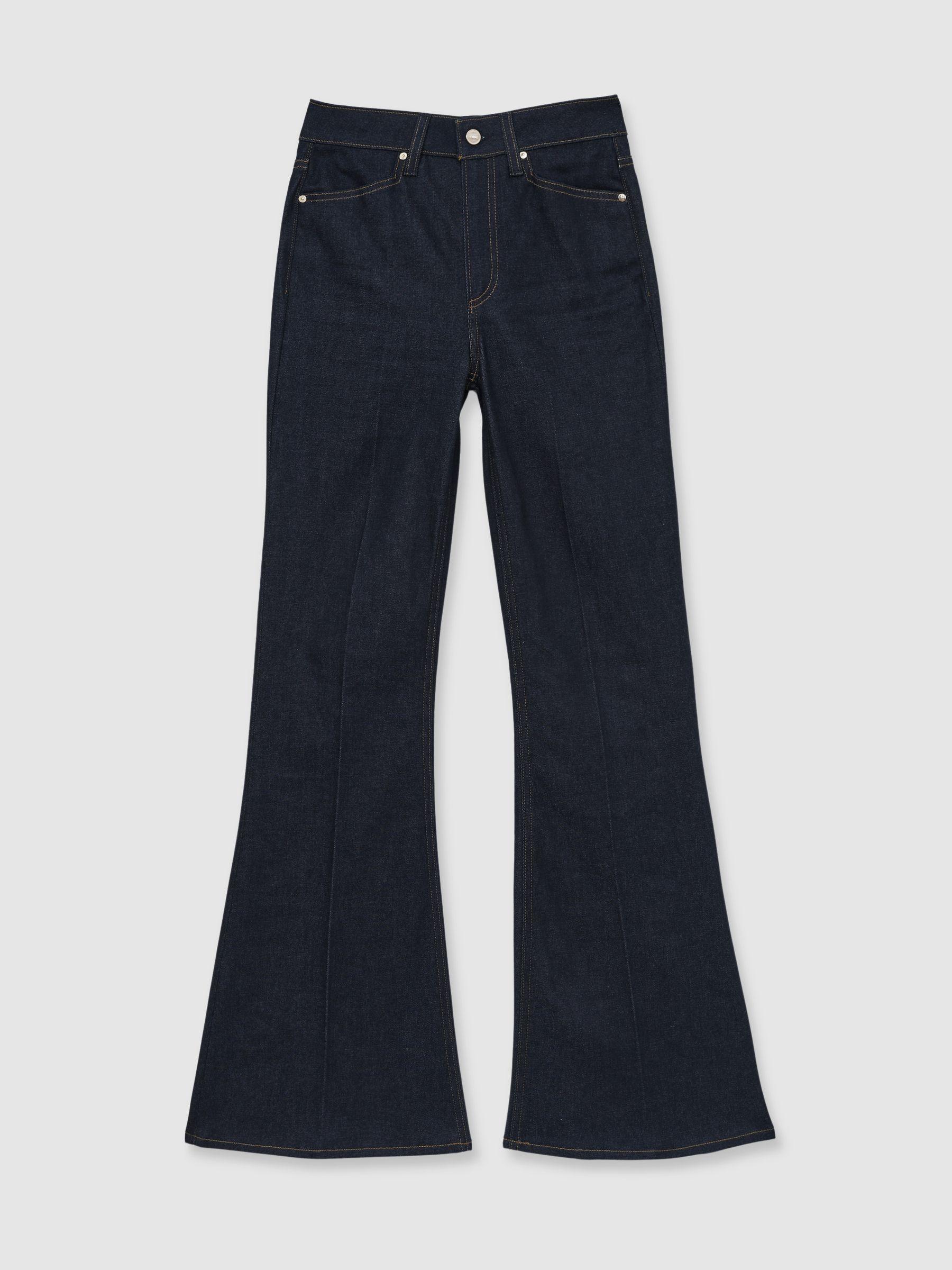 Paige Angled-Waist Flared Jeans in Kira Blue Product Image