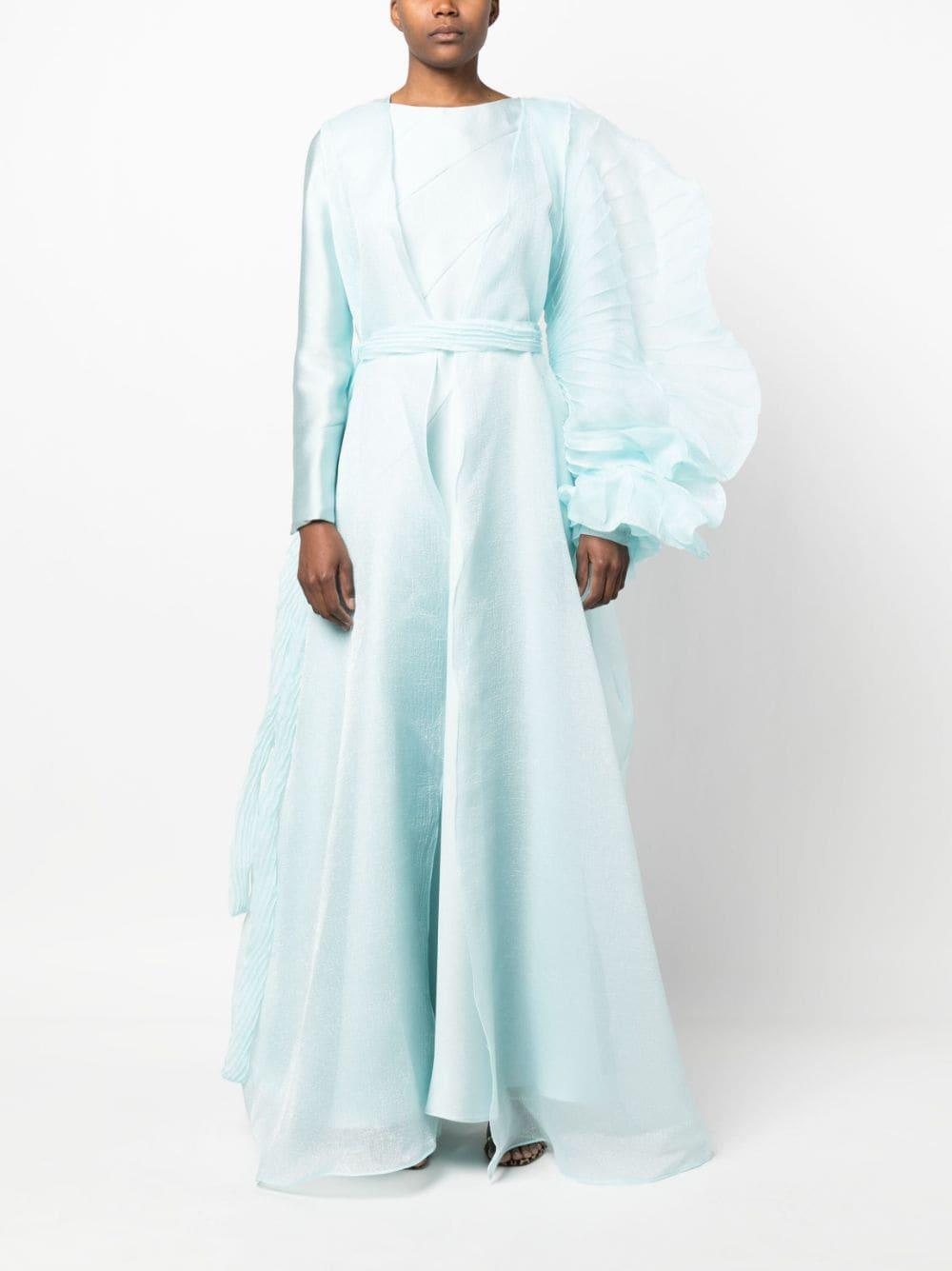 puff-sleeve pleated gown Product Image