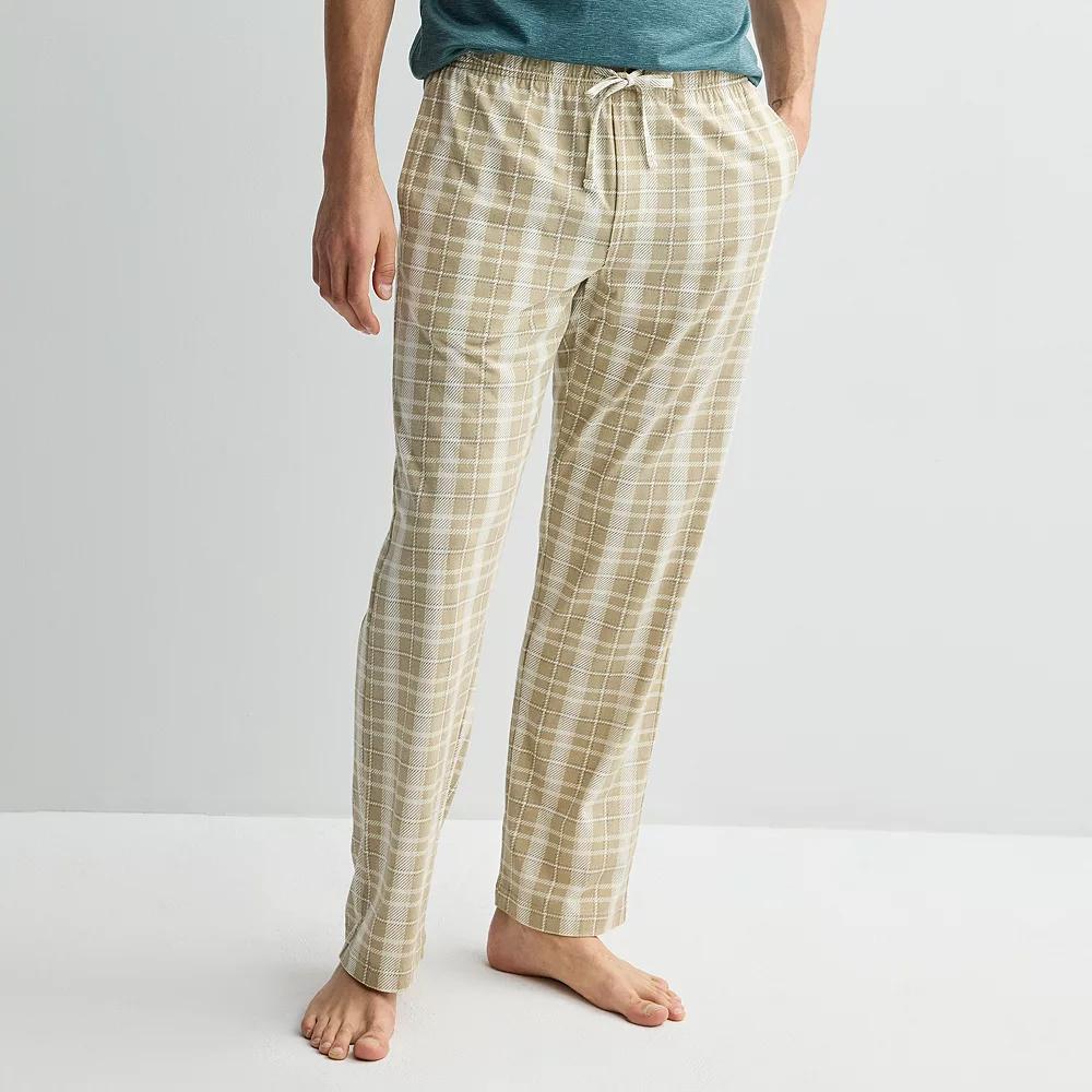 Men's Sonoma Goods For Life® Essential Knit Pajama Pants, Size: XXL, Plaid Green Product Image