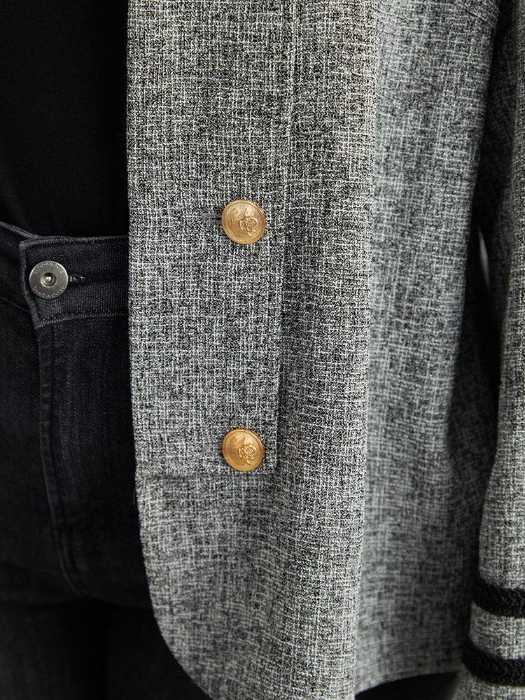 Textured Metal Detail Contrast Trim Coat Female Product Image