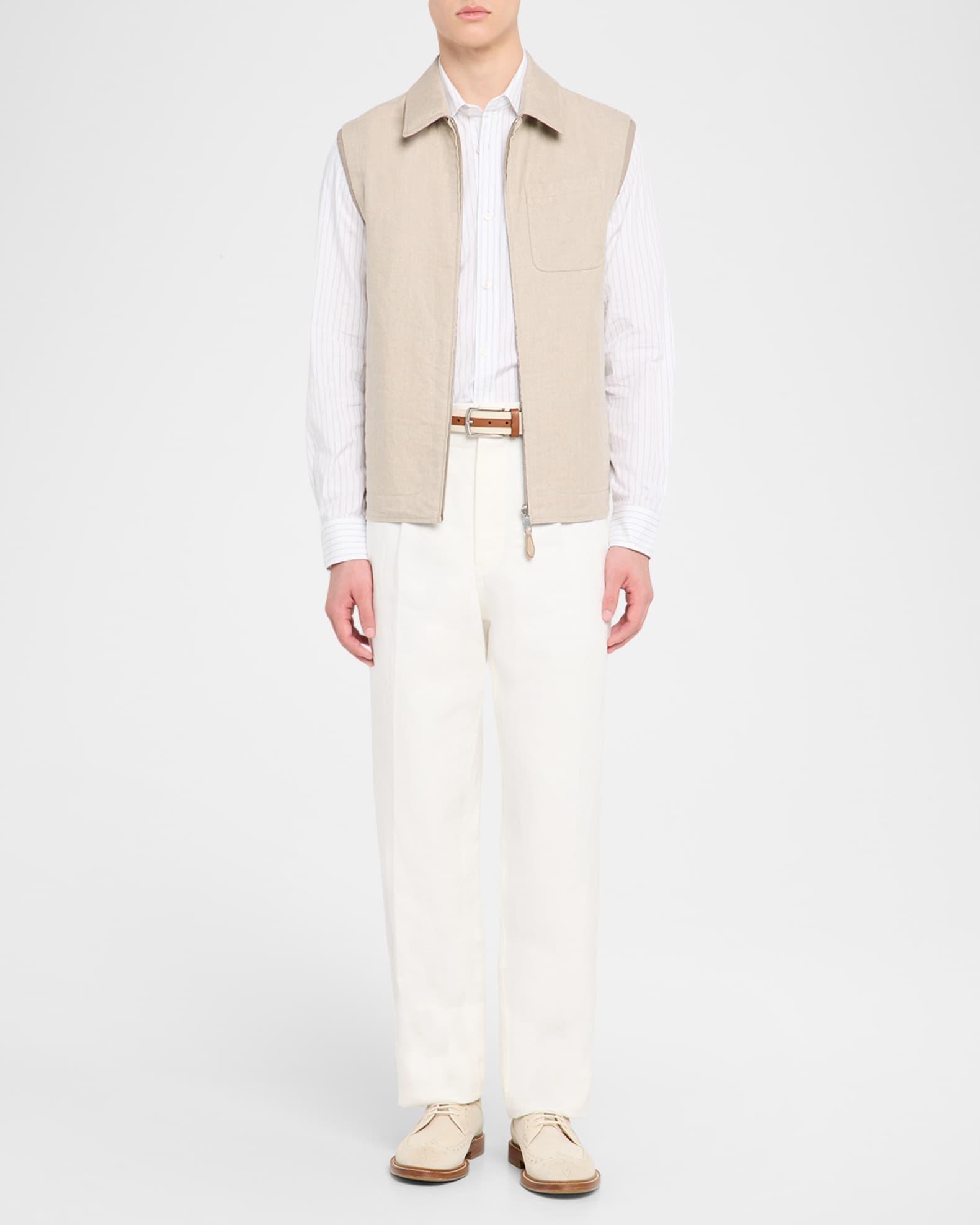Men's Reversible Linen Full-Zip Vest Product Image