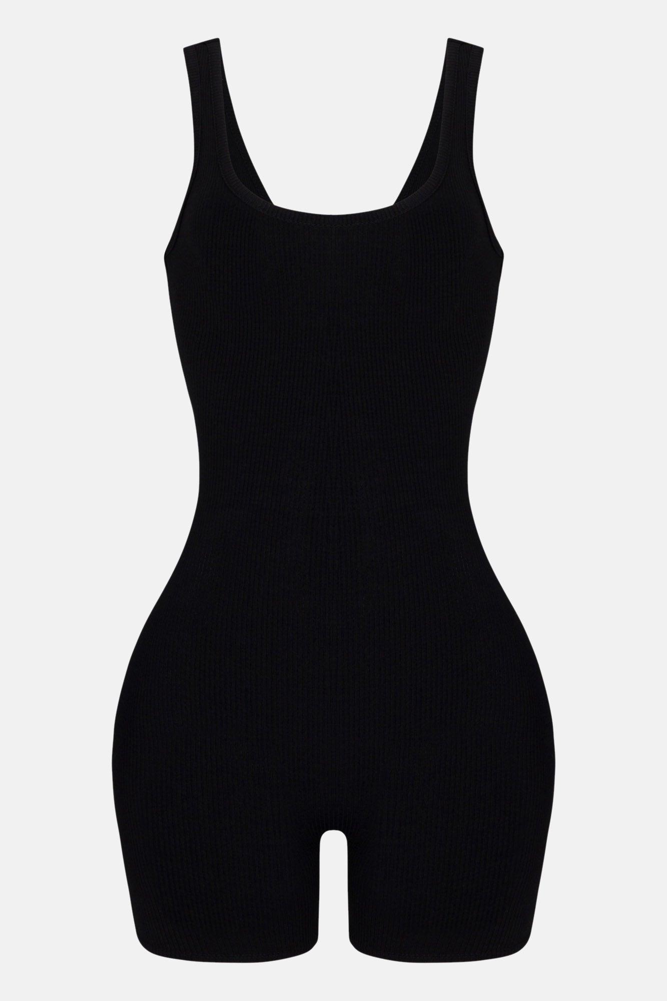 Naveah Scoop Neck Snatched Romper - Black Product Image
