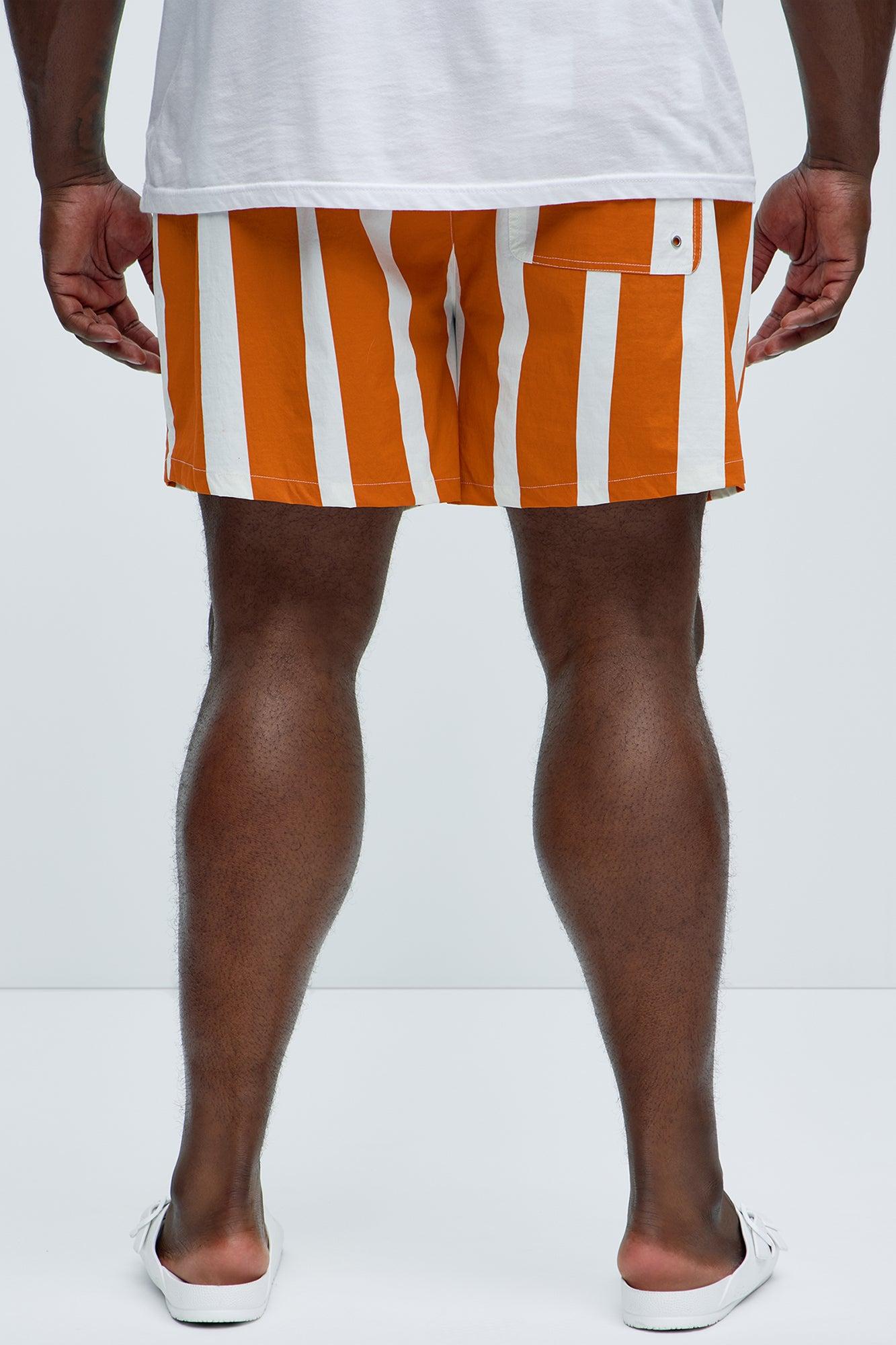 Terracotta Stripes Swim Mid Trunk - Orange Product Image