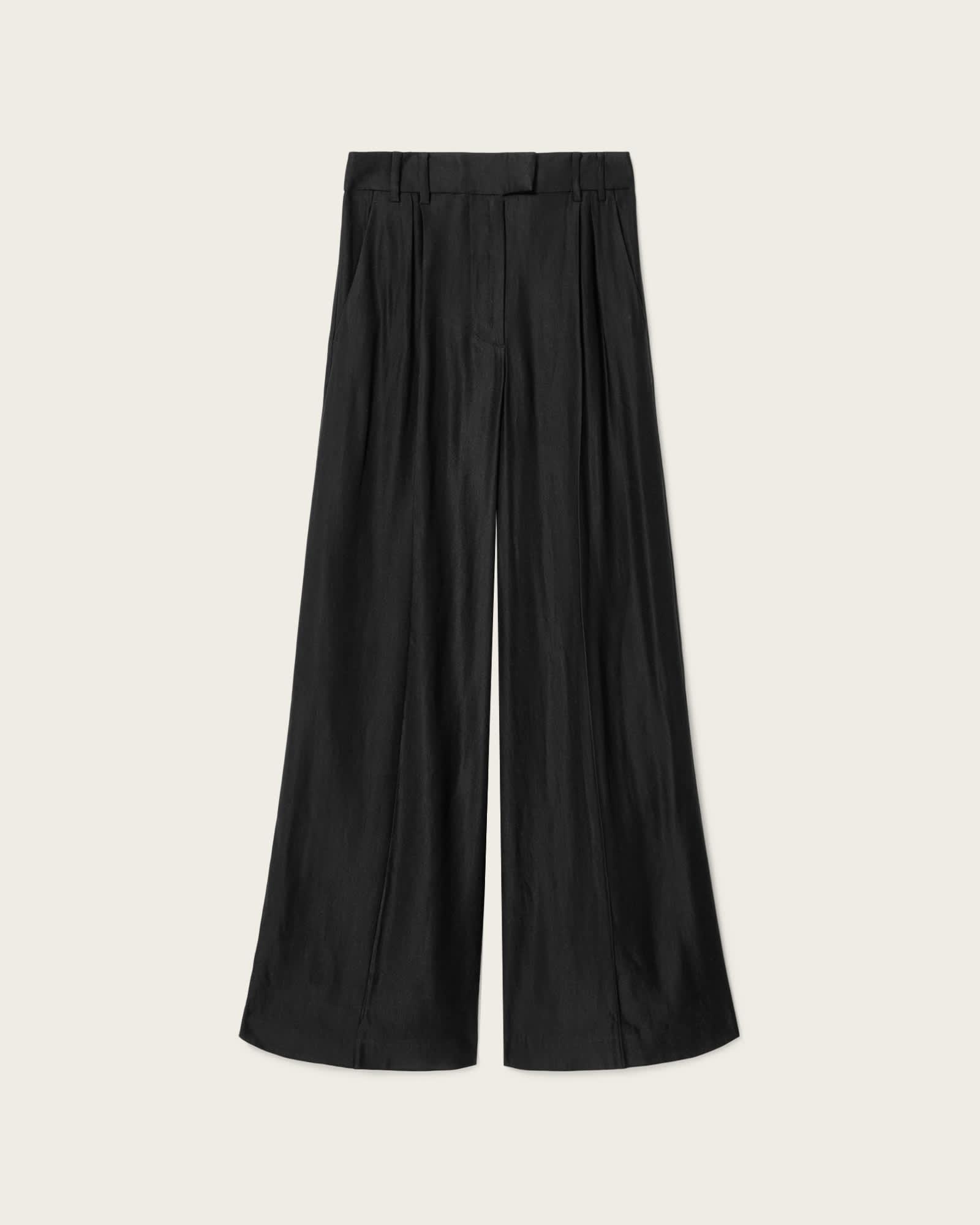 Charley Relaxed Fit Linen Blend Pants Black | ALLSAINTS US Product Image
