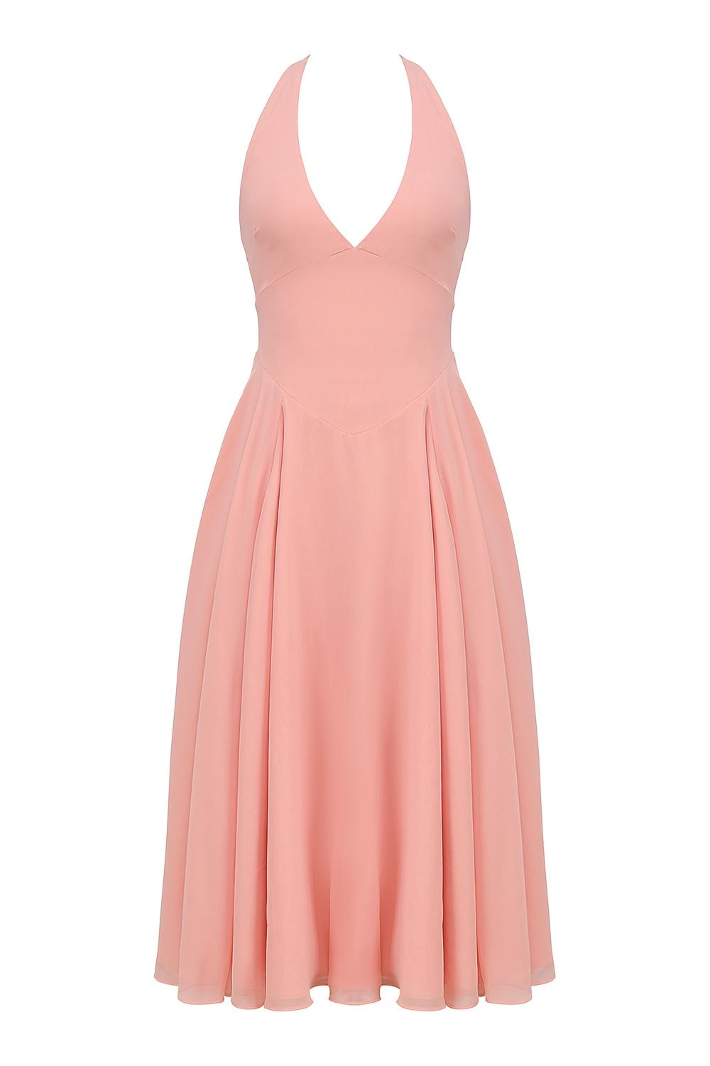 Solada  peach georgette halter sundress Product Image