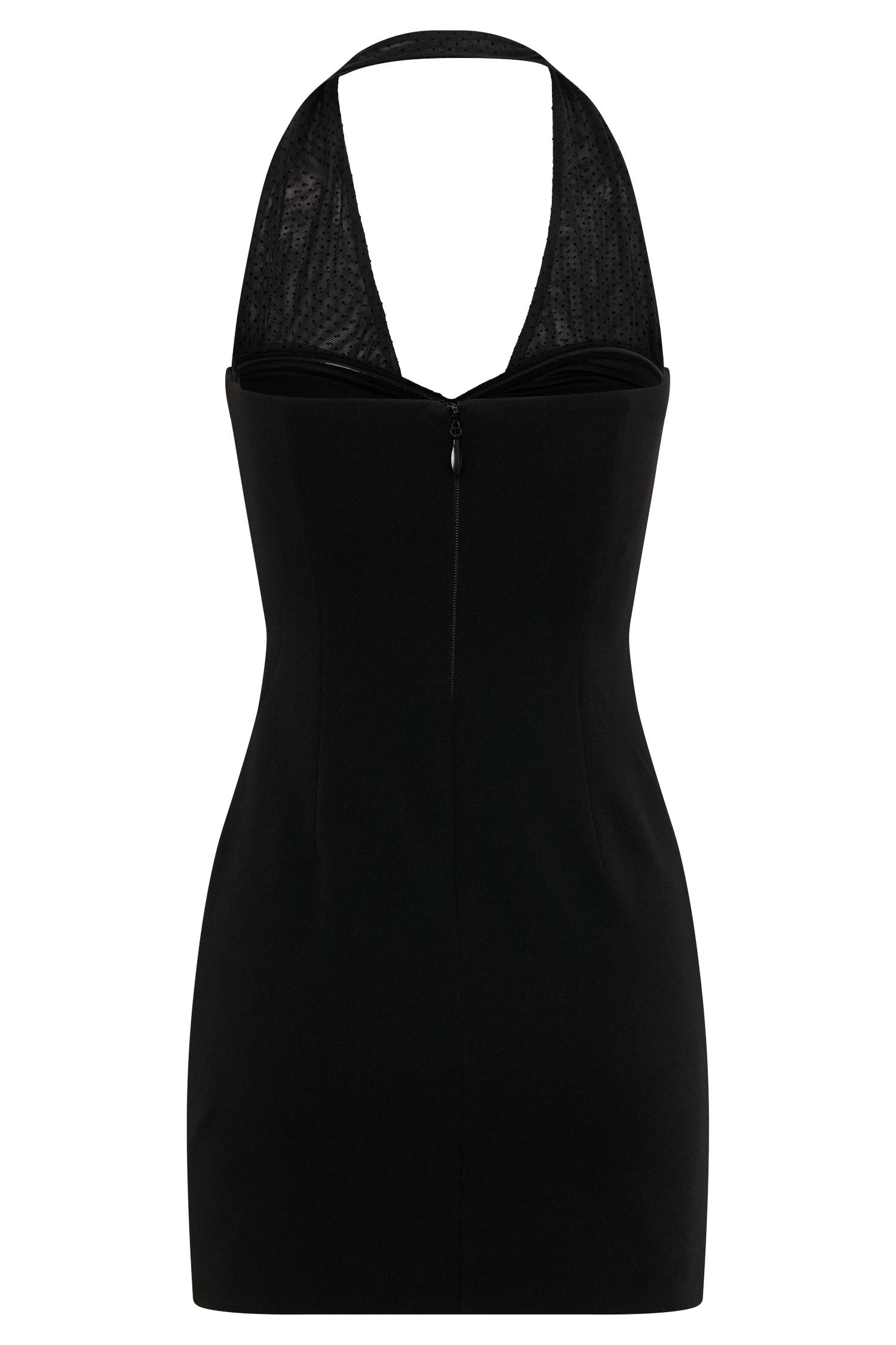 Cressida Crepe Halter Mini Dress - Black Product Image