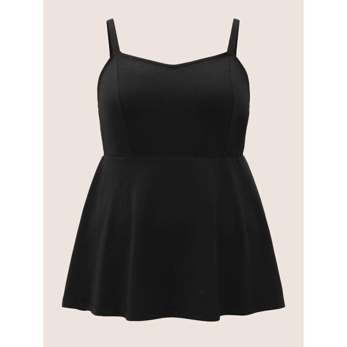 Plus Size Solid V Neck Back Bowknot Cami Top Women Black Elegant Bowknot V-neck Everyday Tank Tops Camis BloomChic 12/L Product Image