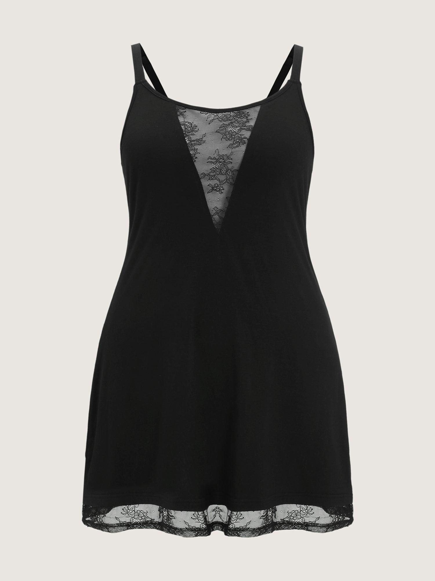 Supersoft Sheer Neckline Pockets Nightgown Female Product Image