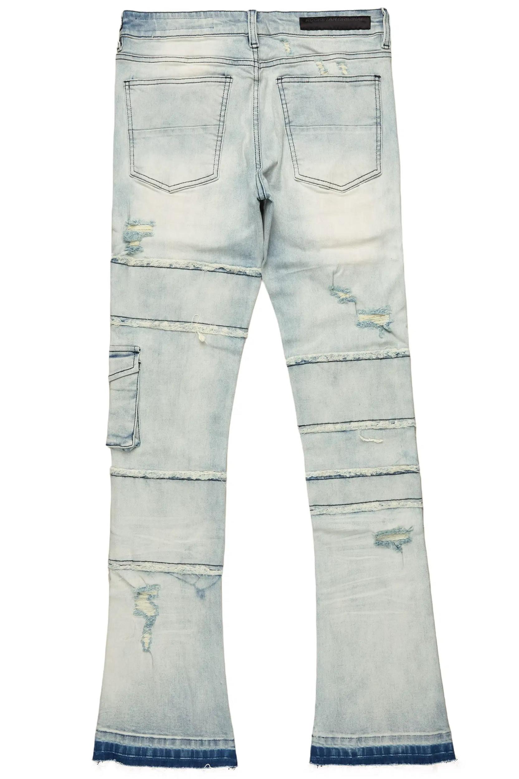 Folant Light Blue Stacked Cargo Flare Jean Male Product Image