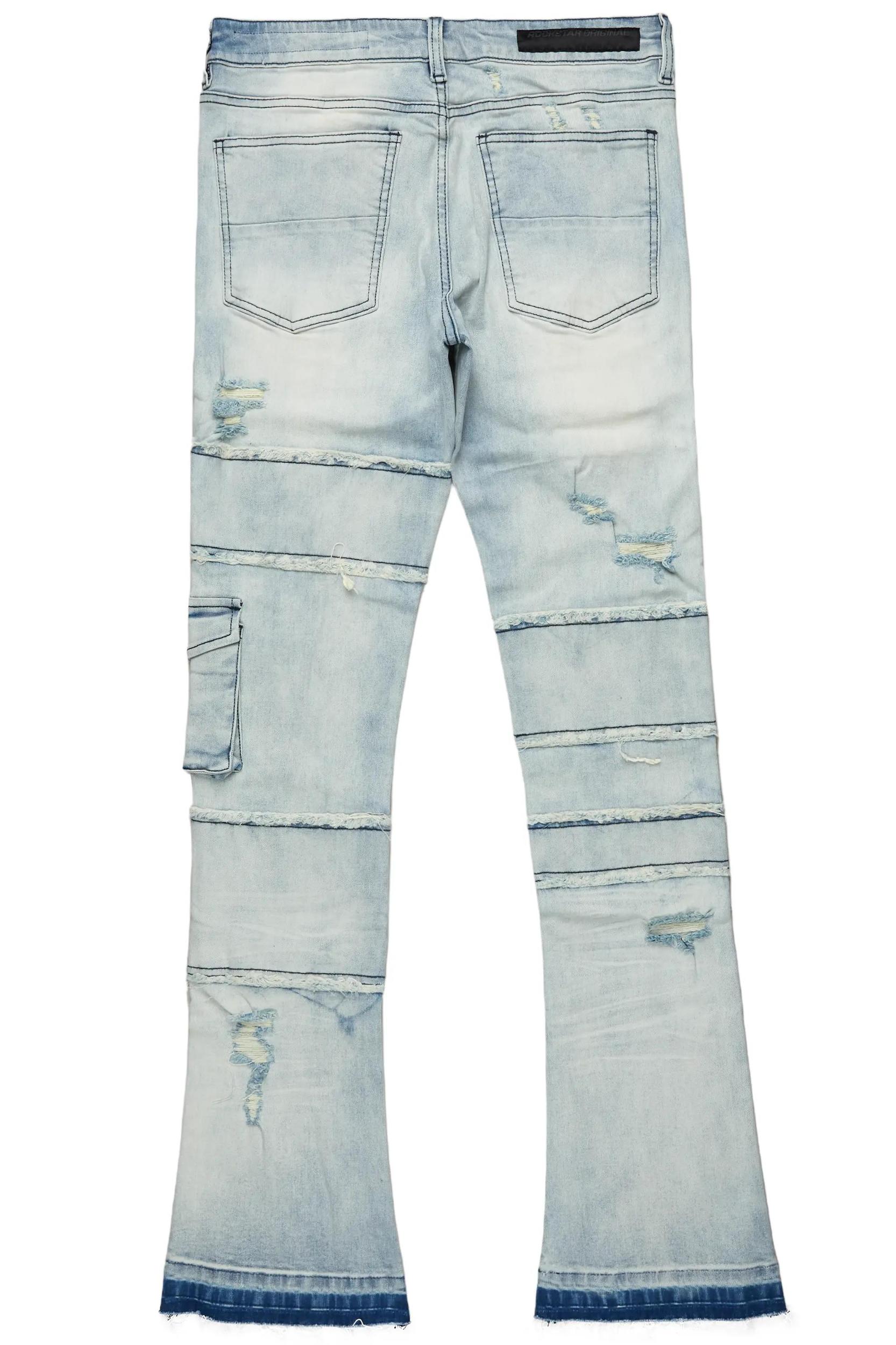 Folant Light Blue Stacked Cargo Flare Jean Male Product Image