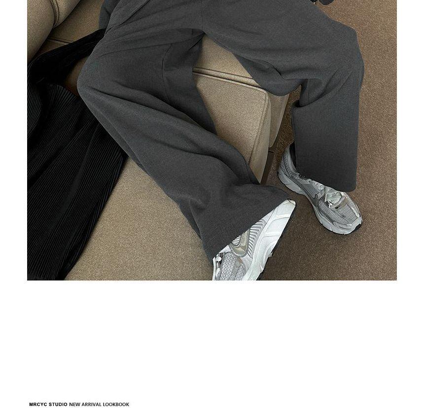 Button-Up Plain Blazer / High Waist Dress Pants Product Image