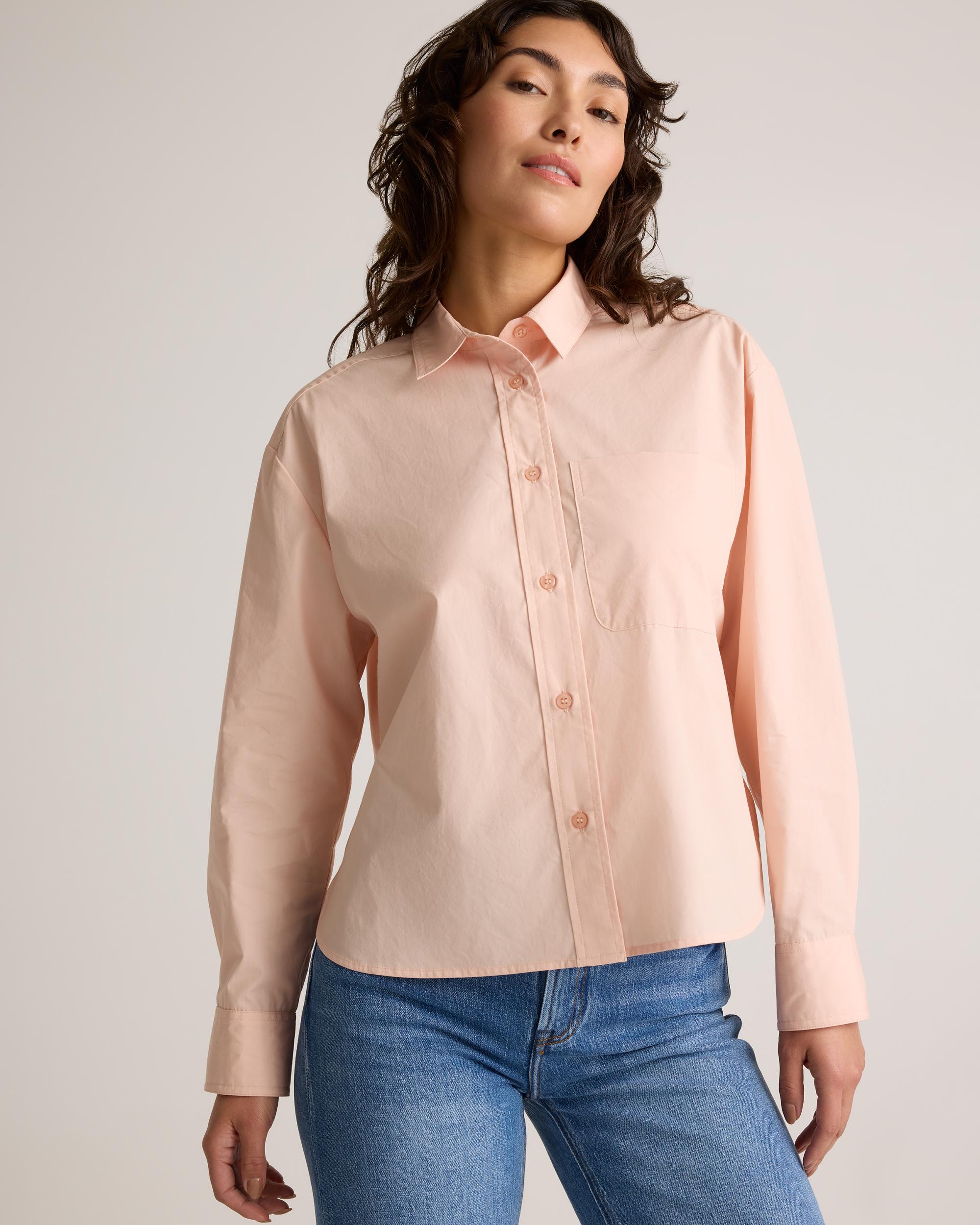Quince | Women's Poplin Cropped Long Sleeve Shirt Organic Cotton Product Image