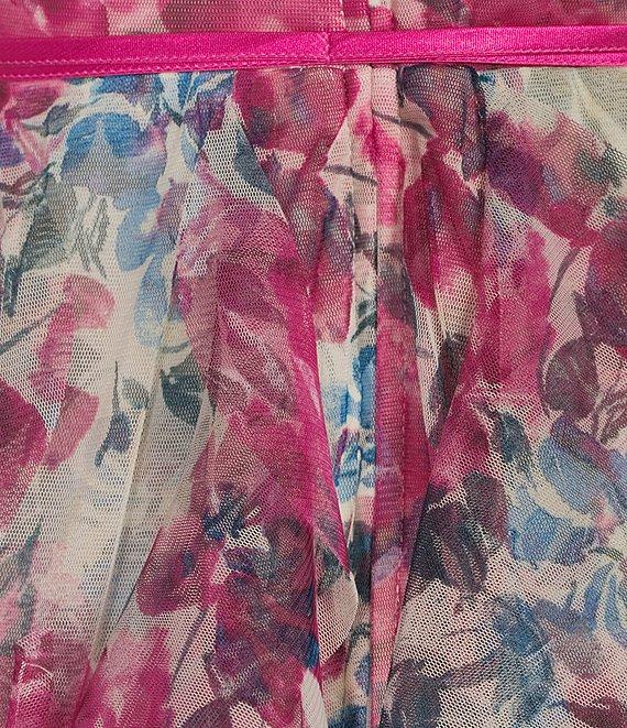 Pear Culture Floral Printed Mesh V-Neck Sleeveless Dress Product Image