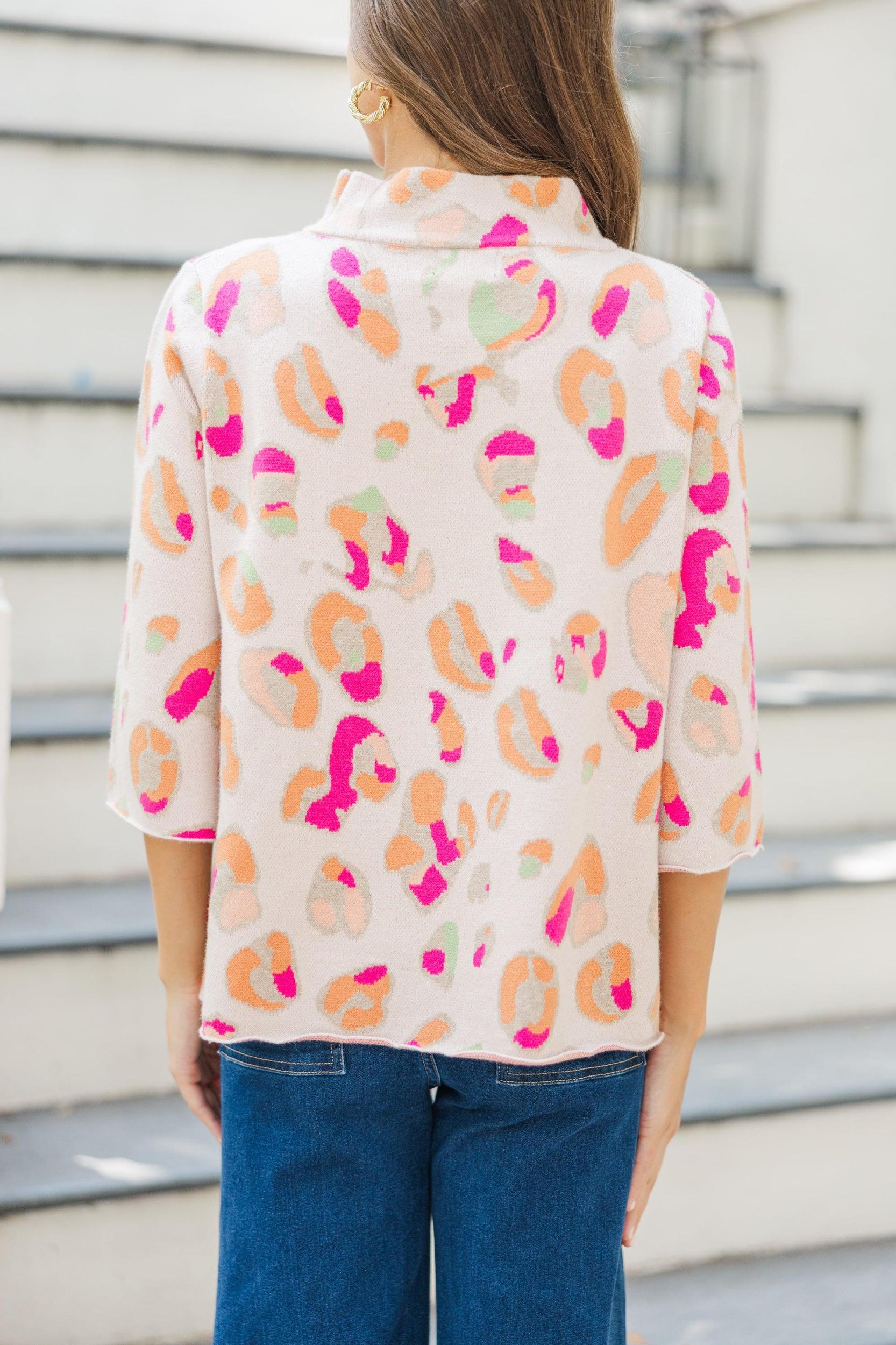 Fate: All In Blush Pink Leopard Sweater Female Product Image