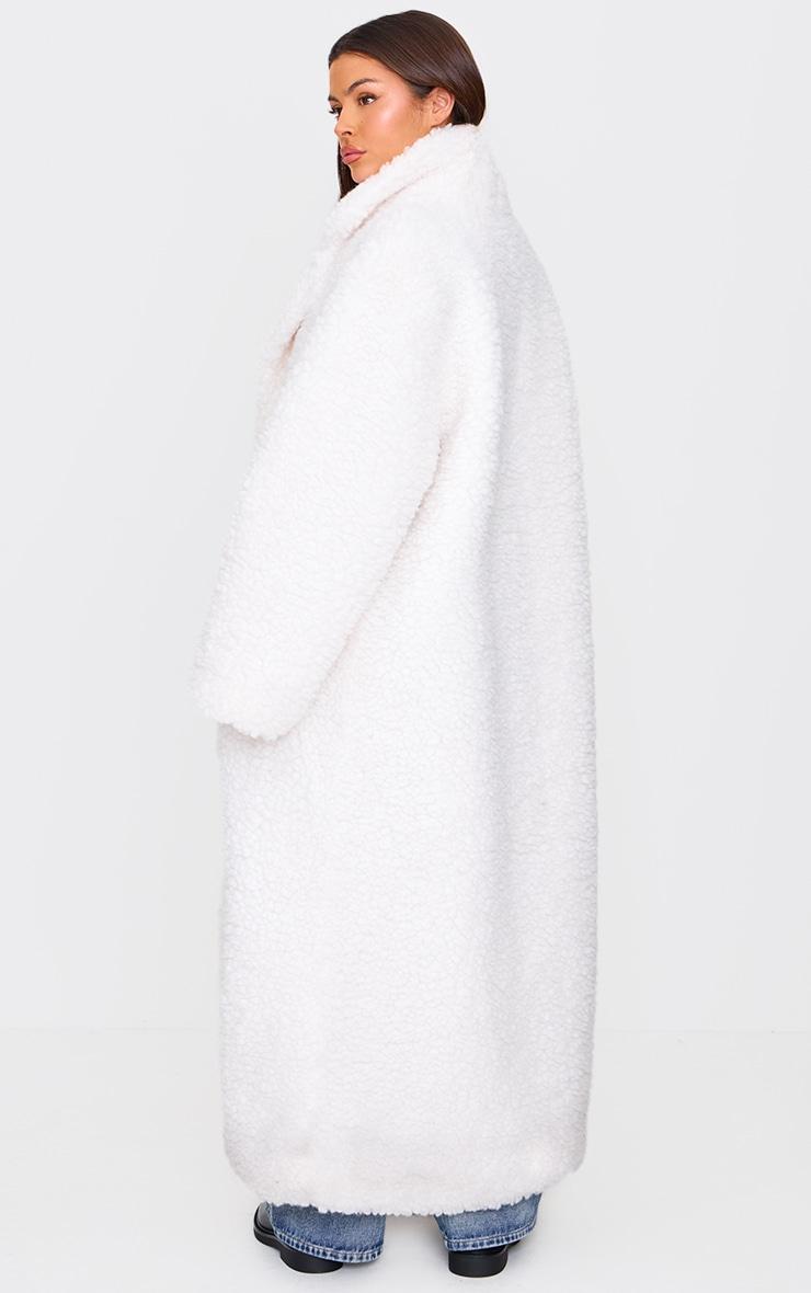 Cream Plush Borg Maxi Coat Product Image