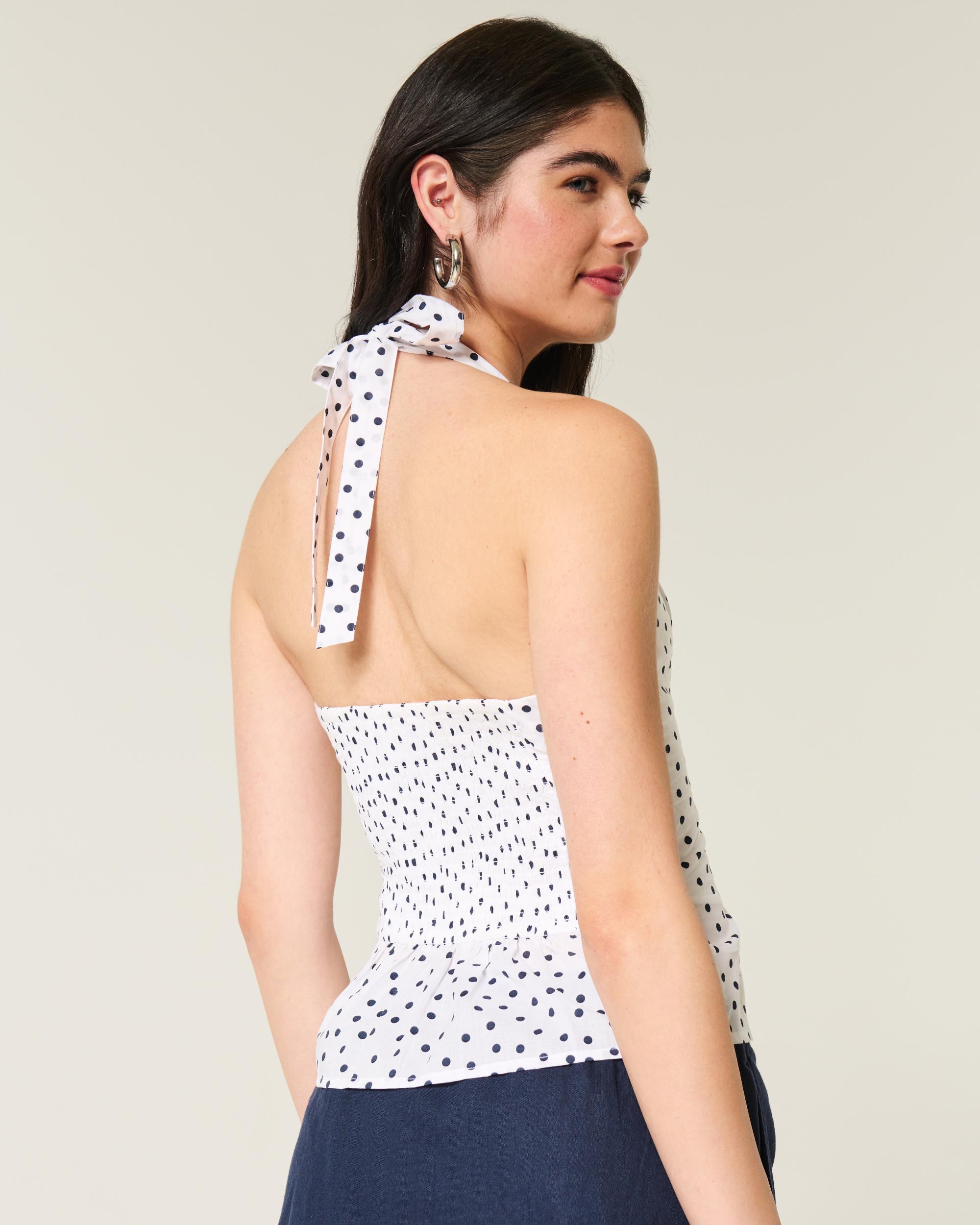 Pleated Open-Back Halter Top Product Image