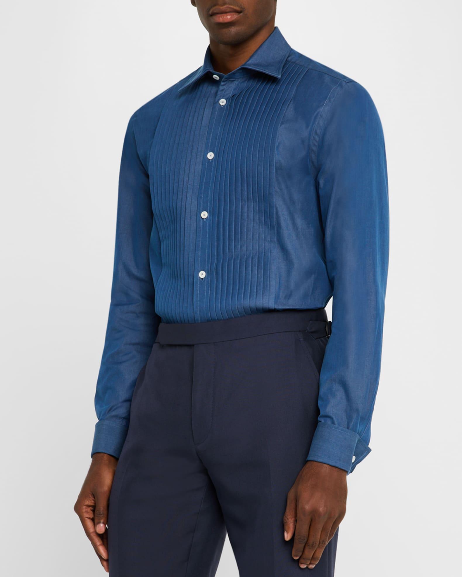 Men's Cotton Chambray Bib-Front Dress Shirt Product Image