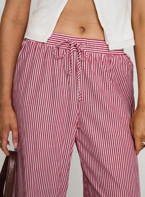 Holiday Tie Front Pants Red/White Stripe Product Image