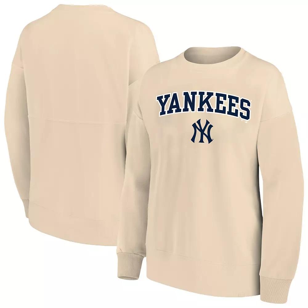 Women's Profile  Oatmeal New York Yankees Plus Size French Terry Pullover Sweatshirt, Size: 2XL, Team Product Image