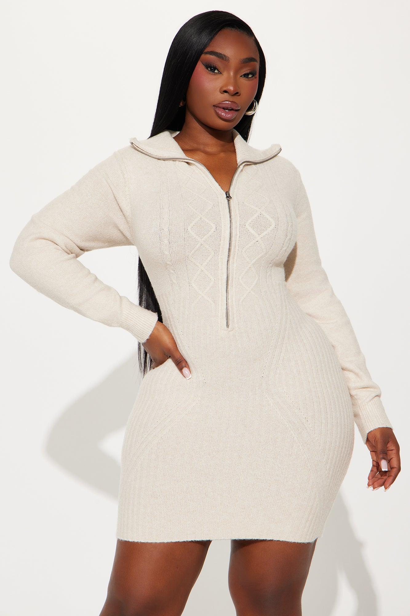 Eloise Sweater Mini Dress - Oatmeal Female Product Image