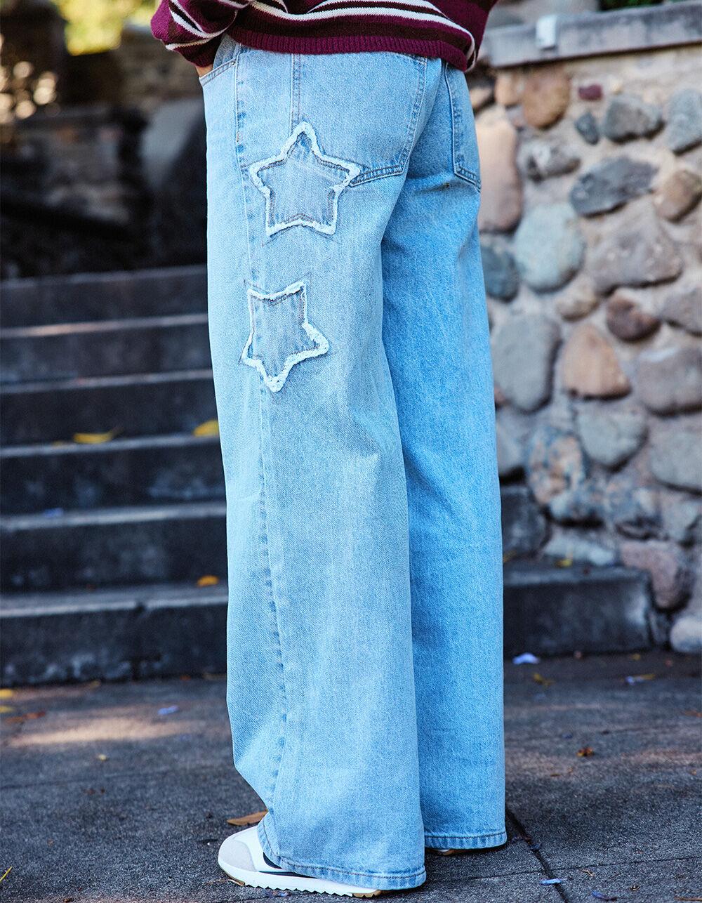 RSQ Womens Low Rise Star Baggy Jeans - LIGHT WASH Product Image