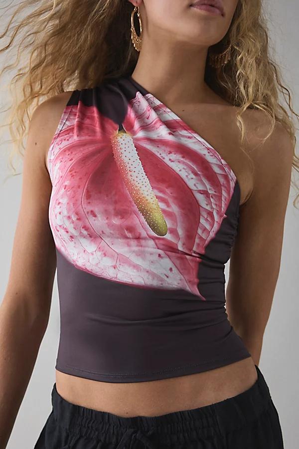 Kimchi Blue Octavia Tropical Floral Graphic One-Shoulder Tank Top Womens at Urban Outfitters Product Image