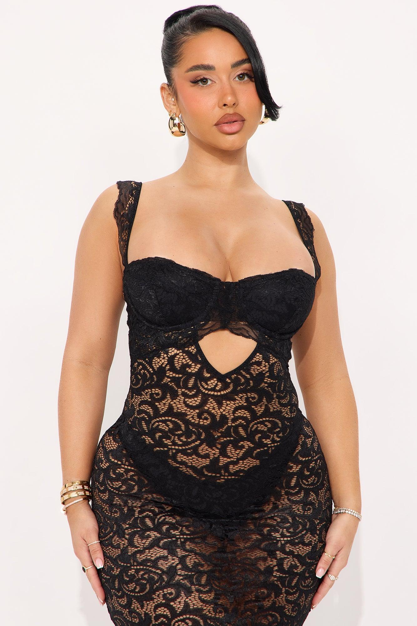 Romance Lace Maxi Dress - Black Product Image