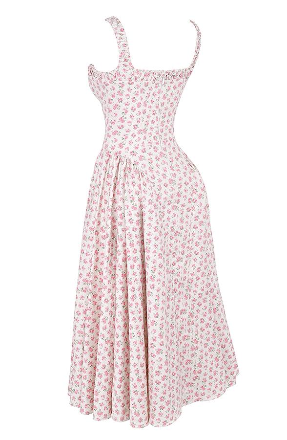 Dorothy  white rosebud print cotton midi sundress Product Image