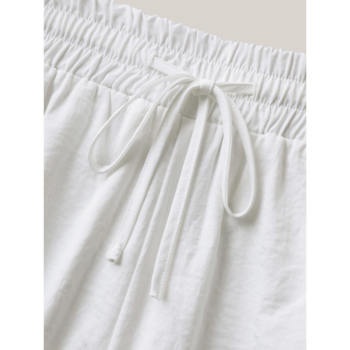 Plus Size Lace Trim Wide-Leg Tie Pants Women WhiteSmoke Boho Wide Leg Mid Rise Vacation Pants BloomChic 14-16/1X Product Image