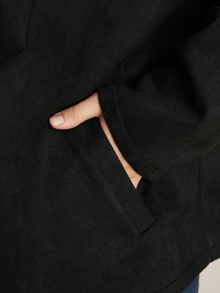 Solid Waterfall Collar Pocket Coat Female Product Image