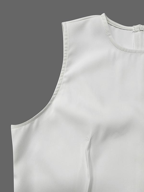 Sleeveless Solid Color Round-Neck Maxi Dresses Product Image