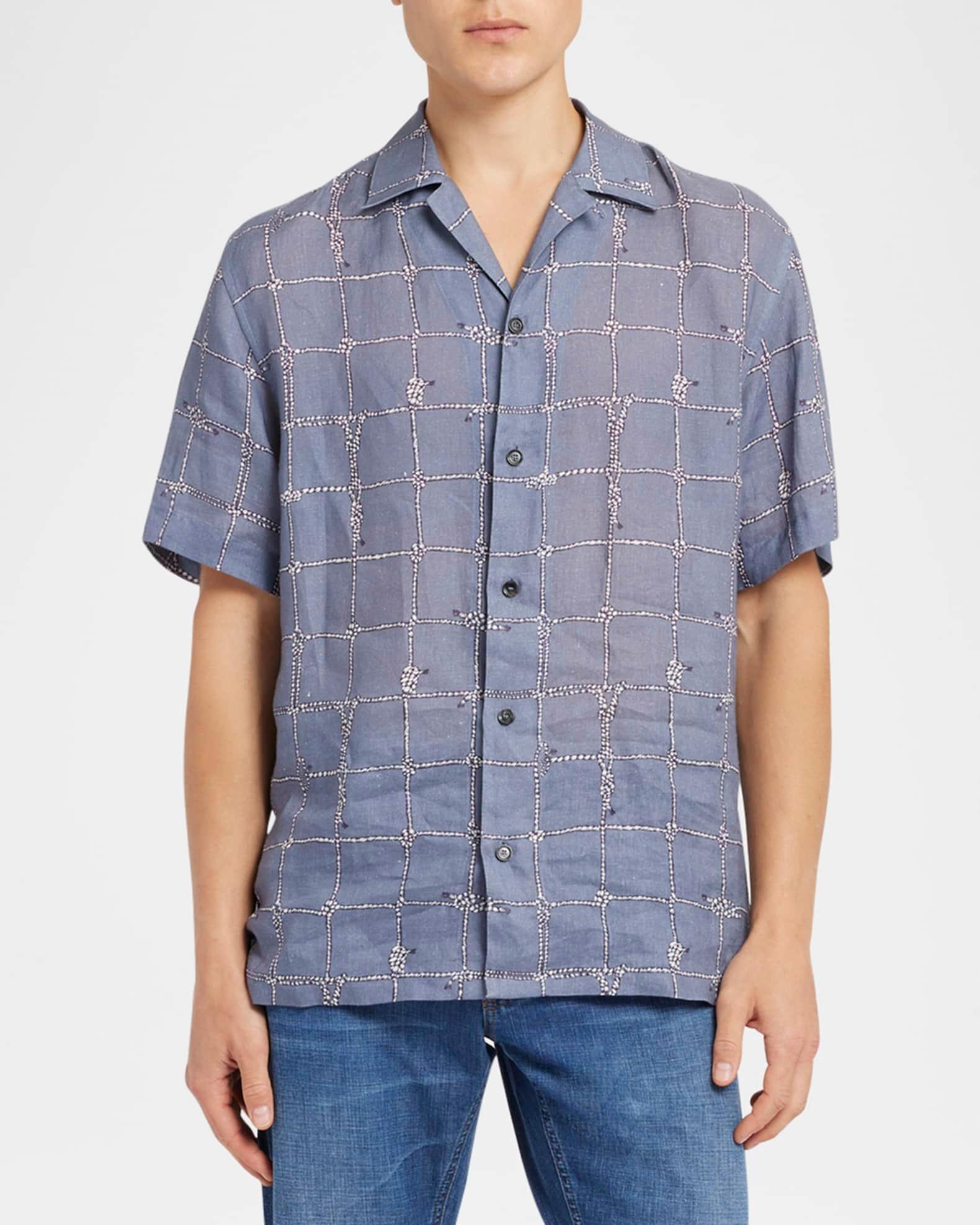 Men's Nautical Linen Camp Shirt Product Image