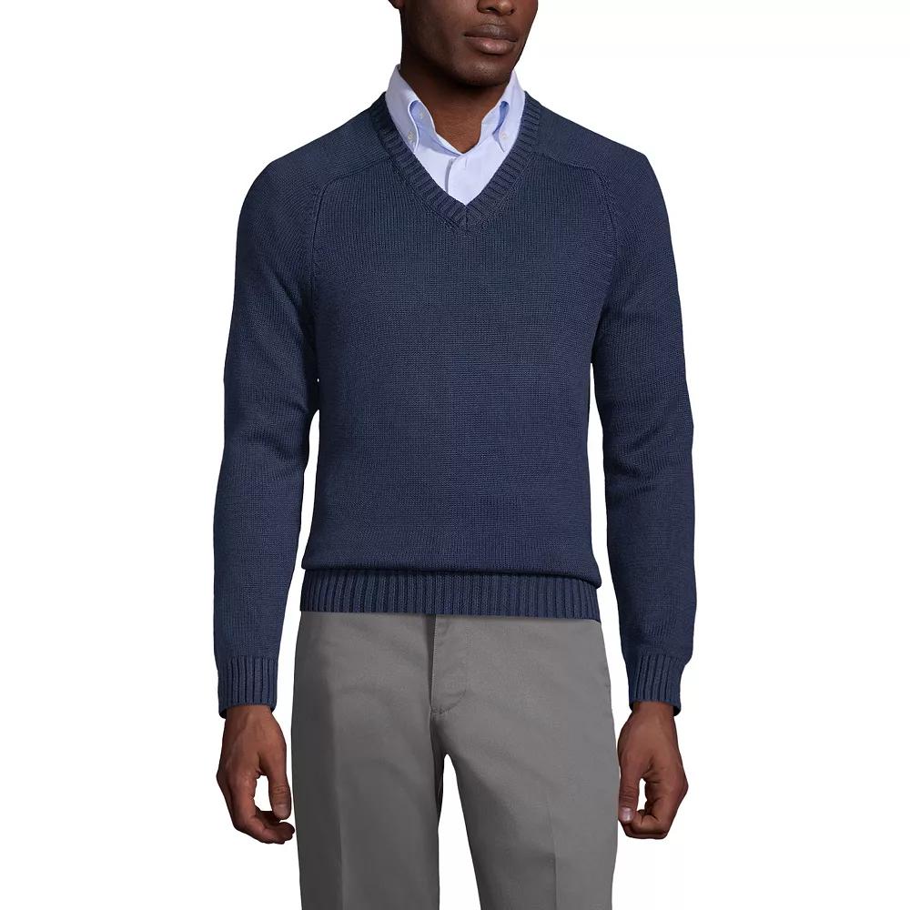 Mens' Lands' End School Uniform V-Neck Sweater, Men's,  Product Image