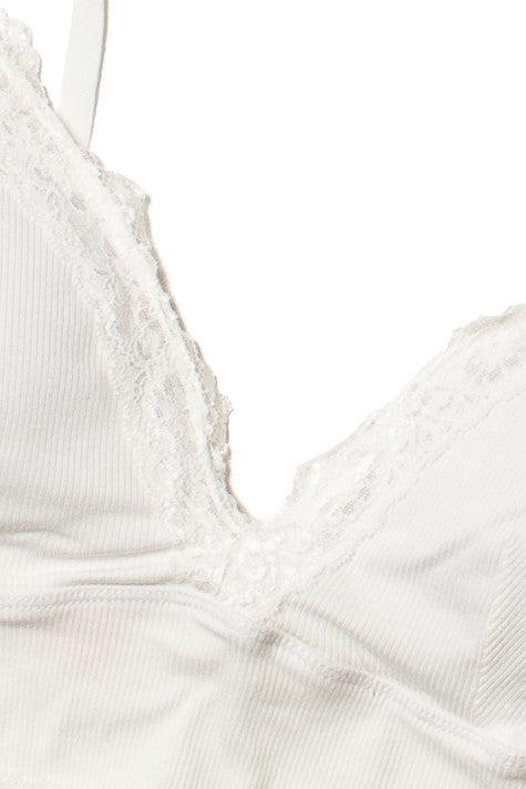 White Lace Trim Bralette Product Image