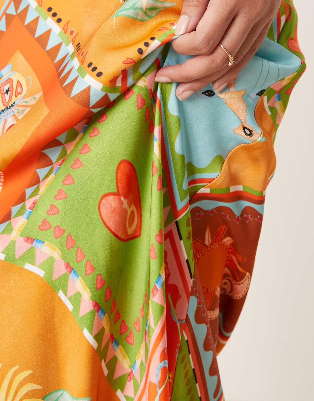 Never Fully Dressed Petite print maxi skirt in patchwork print Product Image