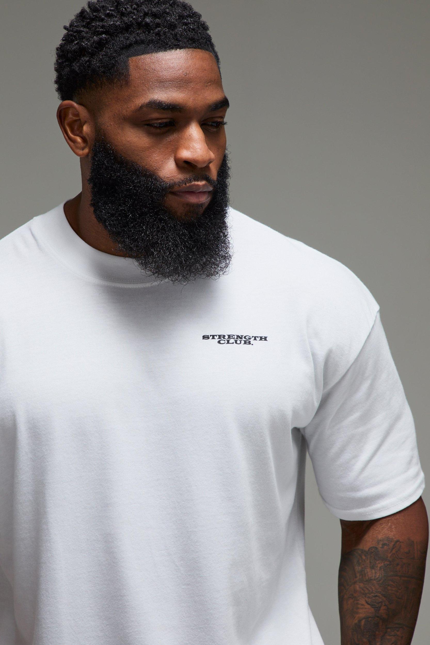 Man Active Strength Club Oversized Extended Neck T-shirt | boohooMAN USA Product Image
