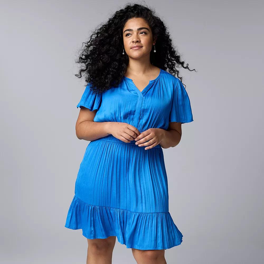 Plus Size Simply Vera Vera Wang A-Line Mini Dress, Women's, Size: 4XL, Vera Cerulean Blue Product Image