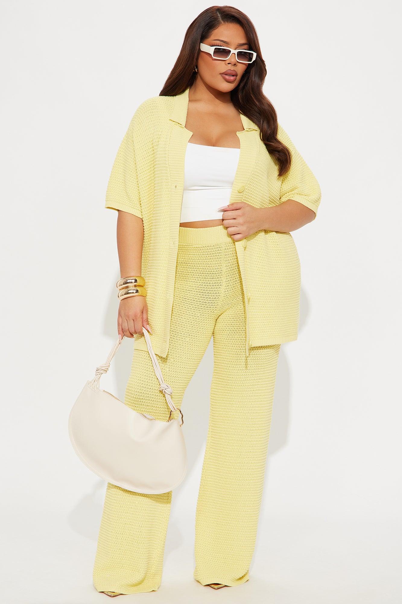 Calli Crochet Pant Set - Yellow Product Image