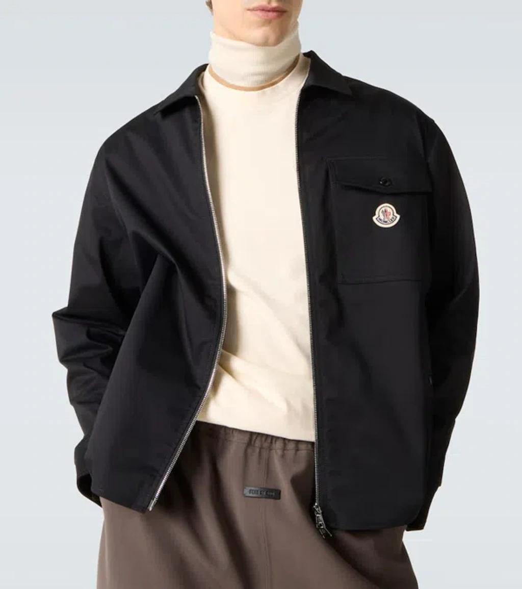 MONCLER Cotton Stretch Garbardine Zip-up Shirt Jacket In Navy Product Image