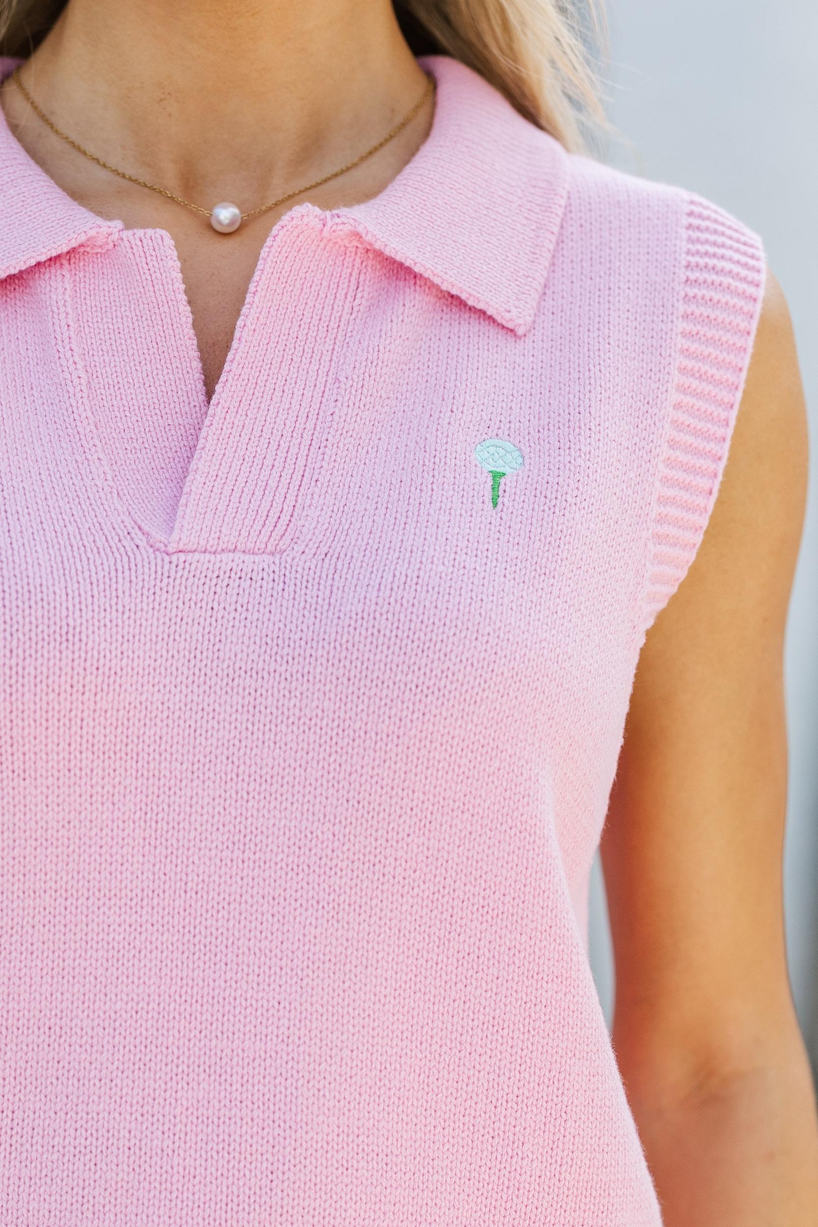 Prepped And Ready Pink Knit Sweater Vest Female Product Image