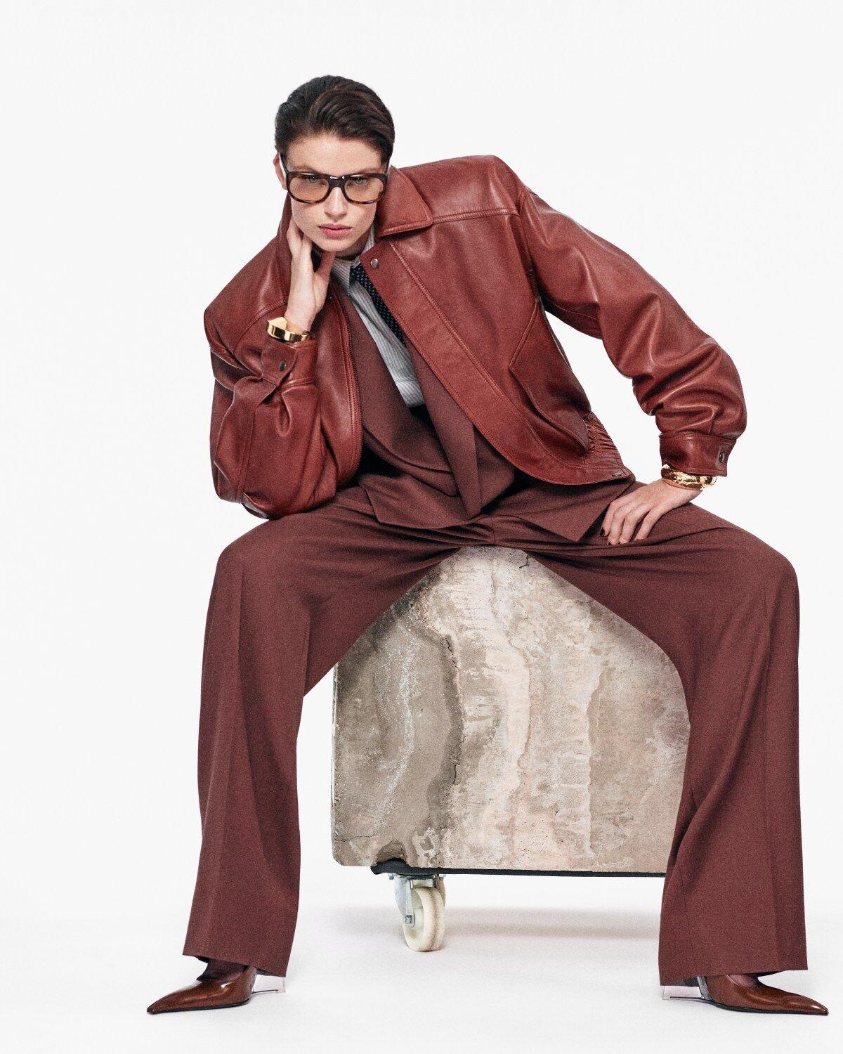 wide-leg pants in wool gabardine Product Image