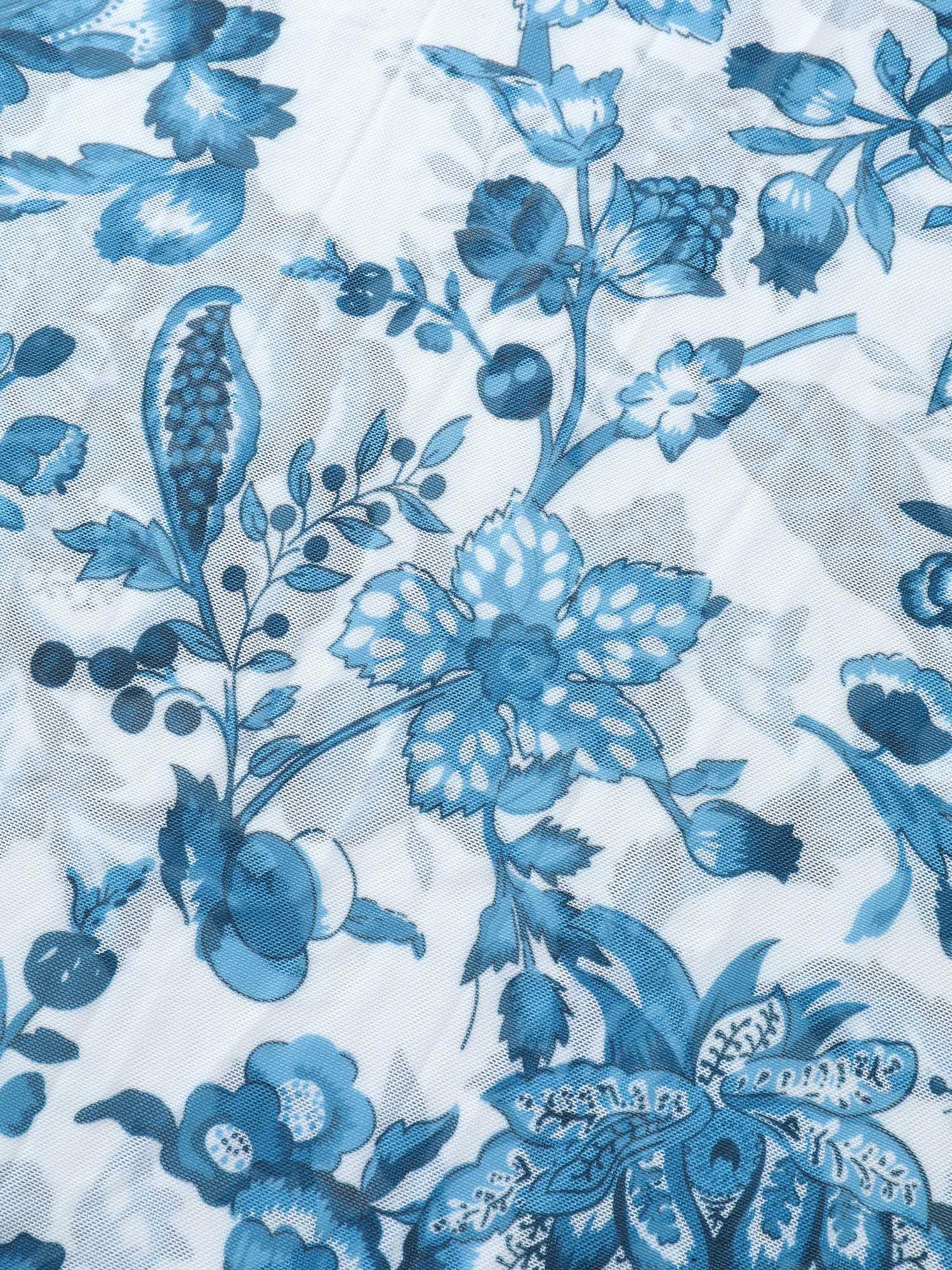 Two-Piece Floral Print Ruched Mesh Swimsuit, Sarong Female Product Image