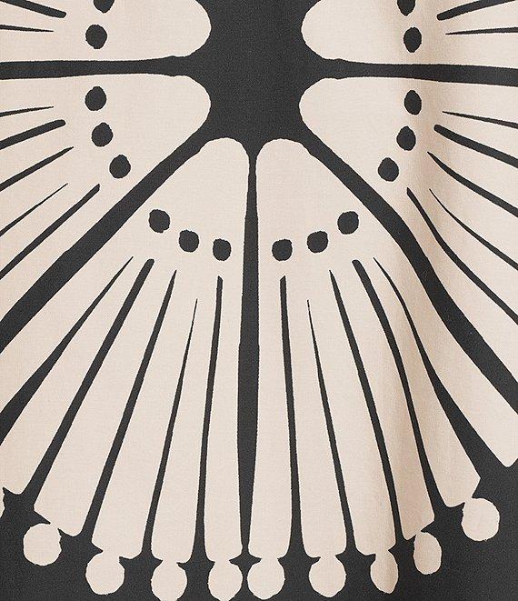 Gibson & Latimer Woven Fan Print V-Neck Sleeveless A-Line Flounce Maxi Dress Product Image