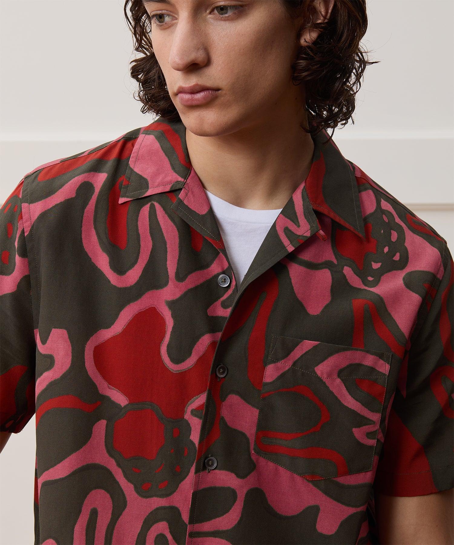 Cropped Silk-Cotton Camp Collar Shirt Product Image