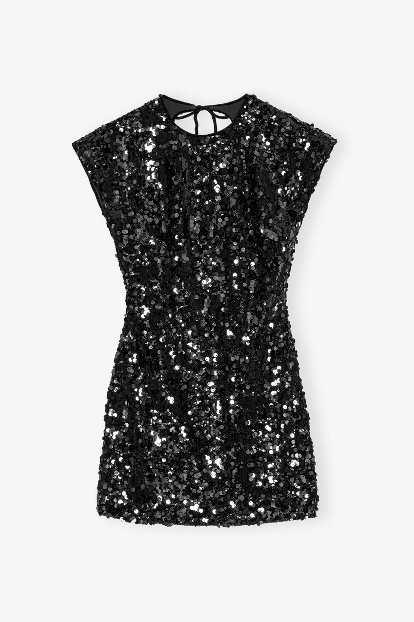 Black Velvet Sequins Mini Dress Product Image