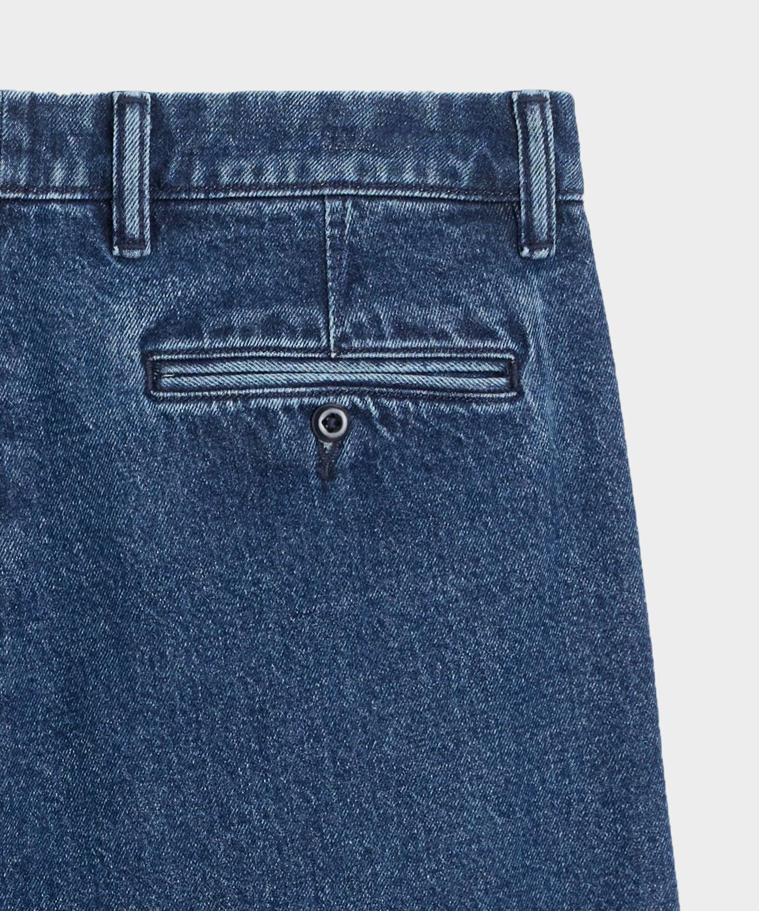 Relaxed Pleated Denim Chino in Blue Stonewash Product Image
