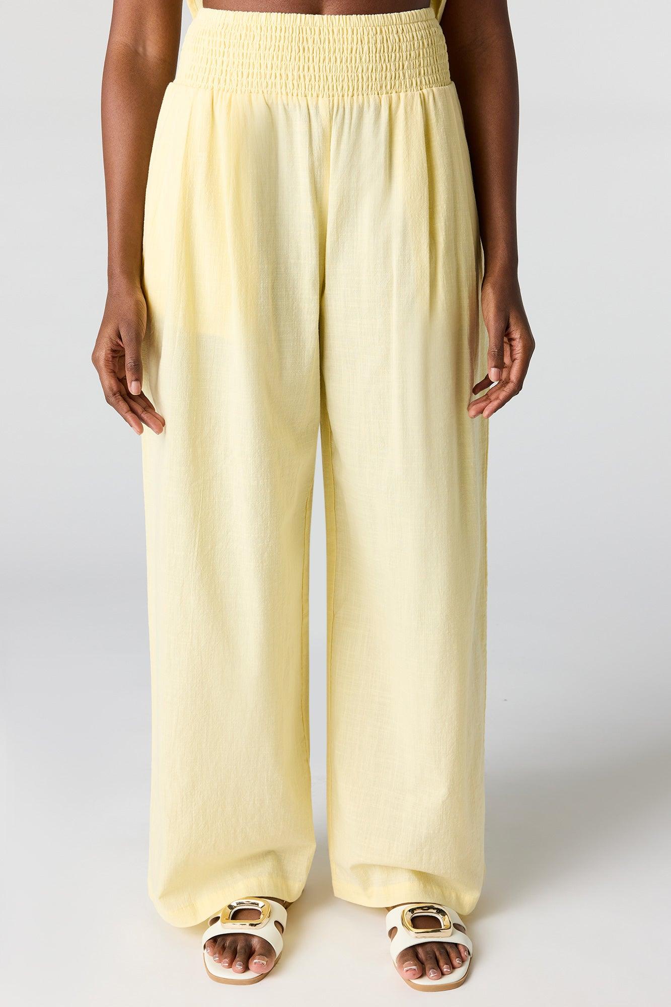 Smocked Waist Wide Leg Pant Female Product Image