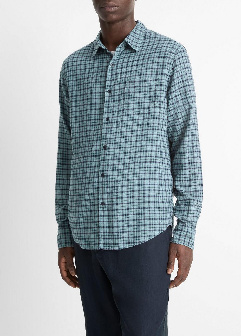 Pico Plaid Linen-Blend Button-Front Shirt Product Image