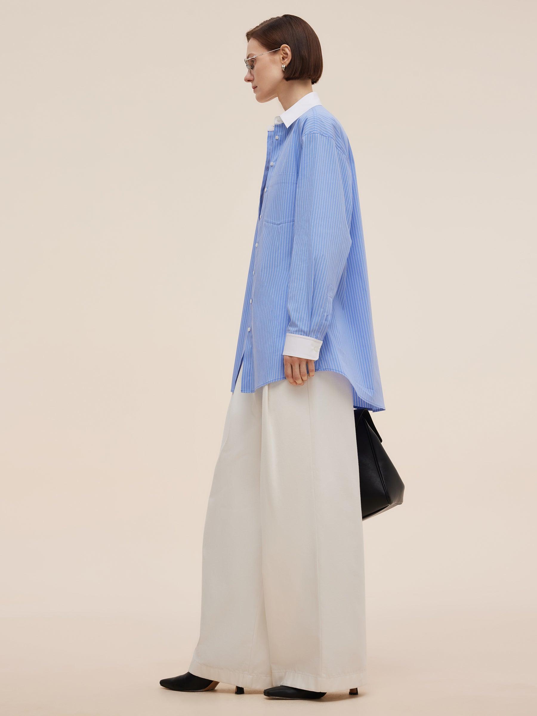 Color Block Stripe Women Oversized Shirt Product Image